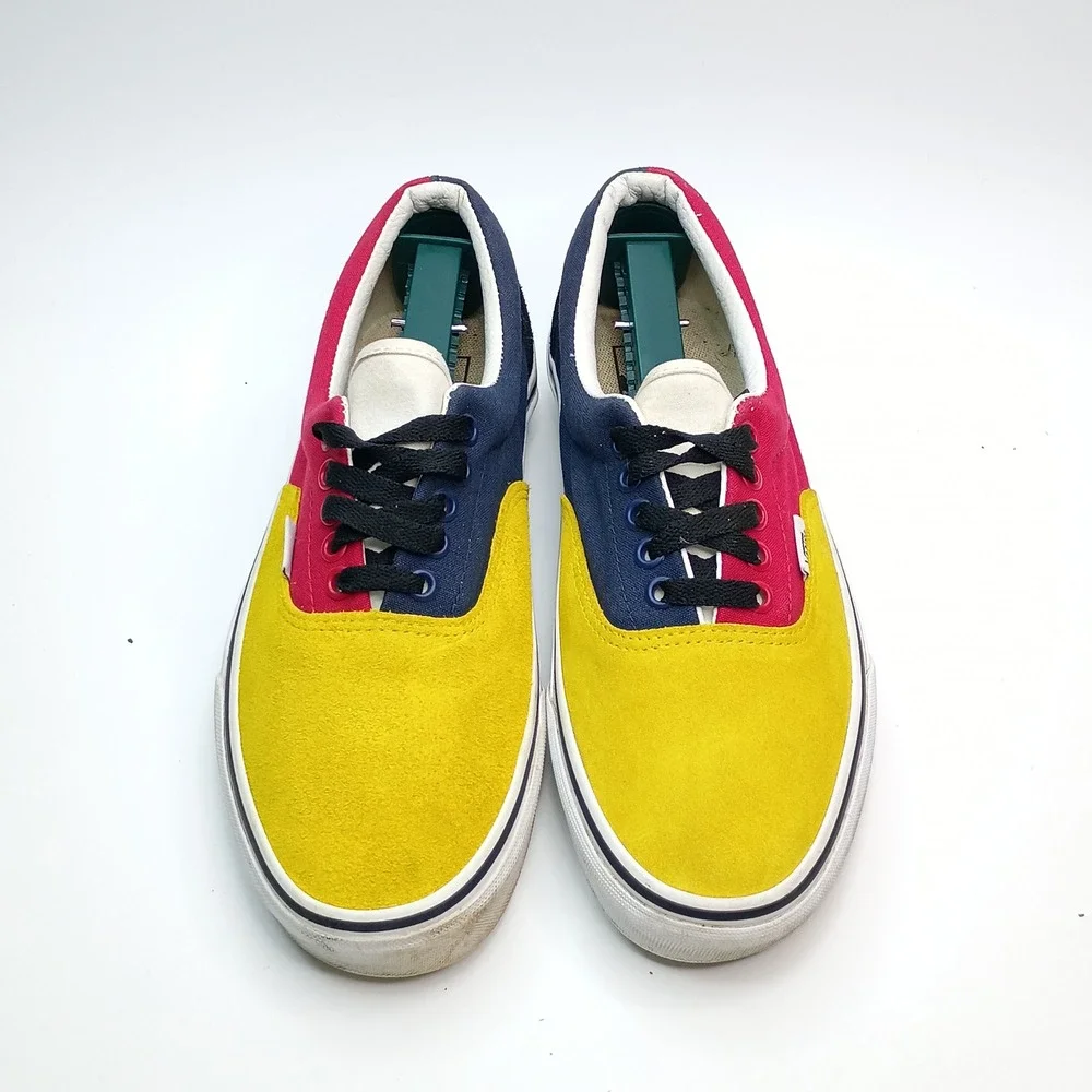 Vans Era Color Block Multi Color Yellow Red Blue Suede Canvas Sneakers Women 8.5